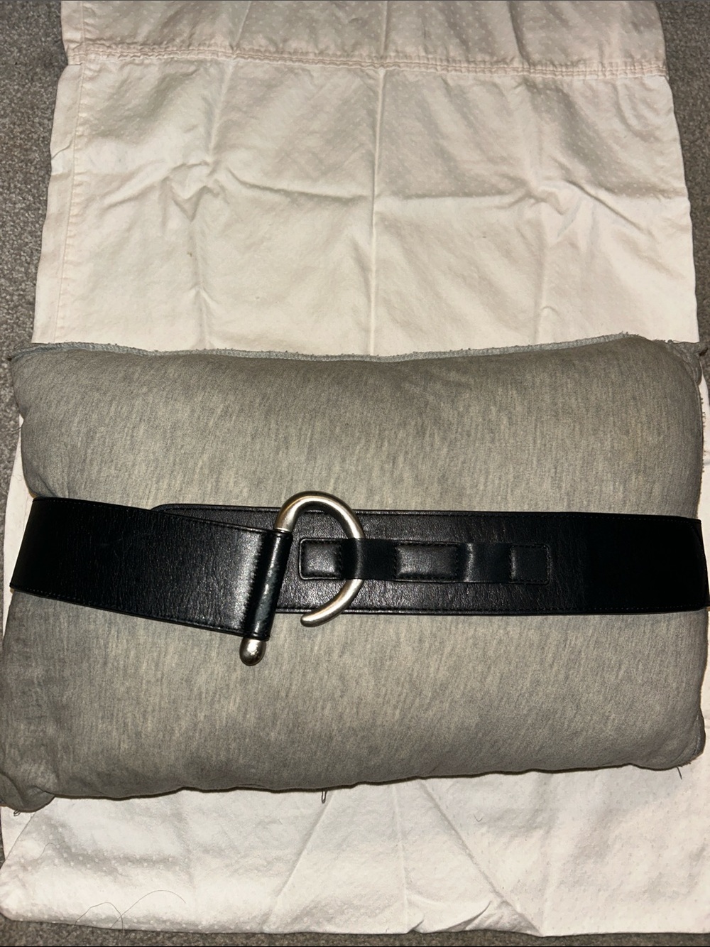 J. Jill Black Leather Belt with Silver Ring Buckle Size Small